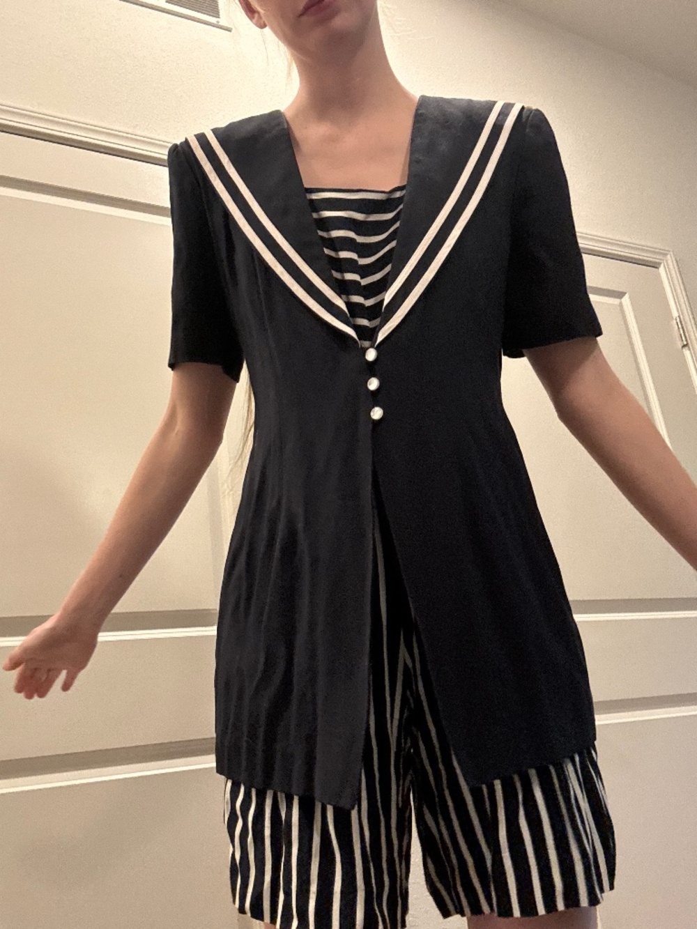 Vintage 1980’s sailor navy strip jumpsuit